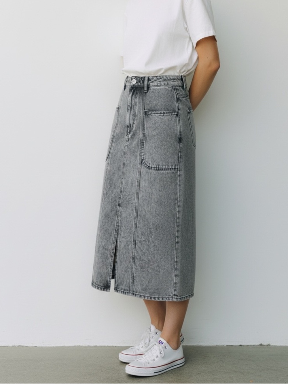 Isabel Marant Étoile Toria Acid-Wash Gray Denim Detail Size 38 / 6